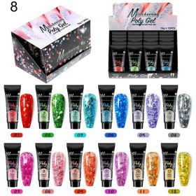 12 Color A Set Quick Extension Gel Sequins Set Nail Phototherapy Crystal Extension Gel Poly Gel Set - 08