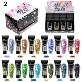 12 Color A Set Quick Extension Gel Sequins Set Nail Phototherapy Crystal Extension Gel Poly Gel Set - 02