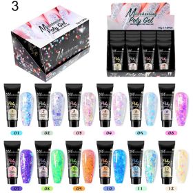 12 Color A Set Quick Extension Gel Sequins Set Nail Phototherapy Crystal Extension Gel Poly Gel Set - 03