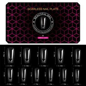 1 Box 500-550PCS Hot Black Box Nail Sheet Ultra-Thin Seamless Matte False Nail Tips Soft Gel Manicure Tips - 05