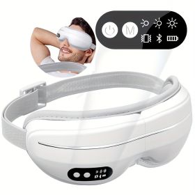 Heated Eye Massager 9 Acupoint Massage For Eyes Birthday Gift For Men And Women Music Heated Eye Massager 180 Degree Foldable - White - PU