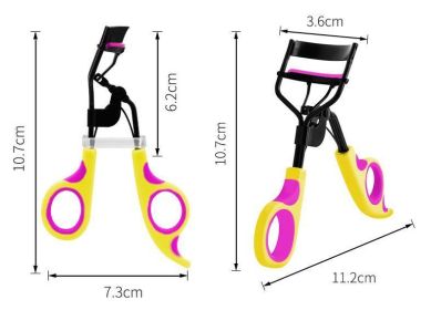 2 Color Curled Eyelash Curler Ladies Portable Beauty Tool Holder - VIOLET YELLOW