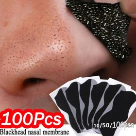 50pcs Nose Blackhead Remover Mask Deep Cleansing Skin Care Shrink Pore Acne Treatment Mask Nose Black dots Pore Clean Strips - Black