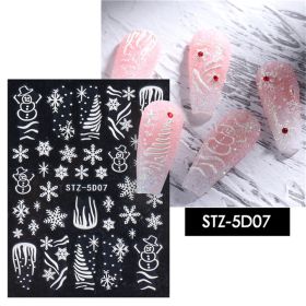 1 piece New nail stickers ins stereo 5D embossed Christmas snowflake French adhesive nail stickers - STZ-5D07