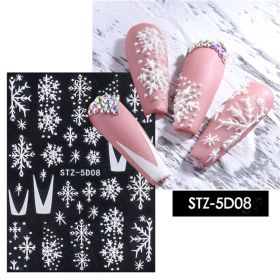 1 piece New nail stickers ins stereo 5D embossed Christmas snowflake French adhesive nail stickers - STZ-5D08