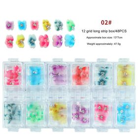 1Box Nail Art Petal Jewelry 2021 New Retro Gradient Flower Nail Decoration Rhinestone Net Red Finished Butterfly Accessories - 02#