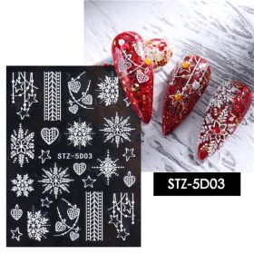 1 piece New nail stickers ins stereo 5D embossed Christmas snowflake French adhesive nail stickers - STZ-5D03