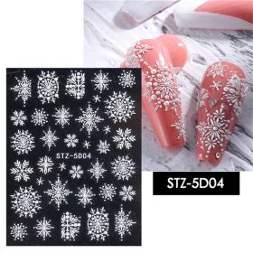 1 piece New nail stickers ins stereo 5D embossed Christmas snowflake French adhesive nail stickers - STZ-5D04