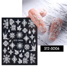 1 piece New nail stickers ins stereo 5D embossed Christmas snowflake French adhesive nail stickers - STZ-5D06