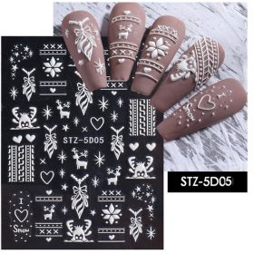 1 piece New nail stickers ins stereo 5D embossed Christmas snowflake French adhesive nail stickers - STZ-5D05