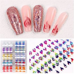 1 Box Nail flame sticker decoration waterproof 2021 new ins wind color lasting nail polish glue decorative sticker sheet - 01