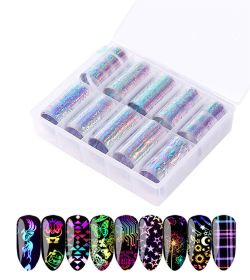 1 Box Nail flame sticker decoration waterproof 2021 new ins wind color lasting nail polish glue decorative sticker sheet - 02