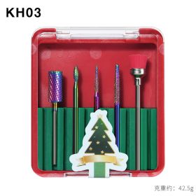 1Box Christmas Package Nail Drill Bits Set Nail Polishing Head Nail Carbide Bit for Christmas - KHO3