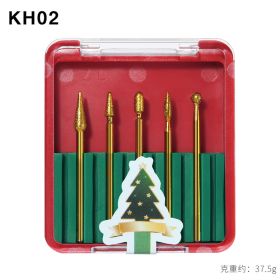 1Box Christmas Package Nail Drill Bits Set Nail Polishing Head Nail Carbide Bit for Christmas - KHO2