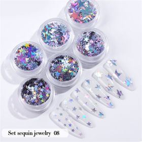 6PCS/Set Nail Beauty Chrome Glitter Kit;  Nail Sequin Nail Art Mirror Powder Decoration - 08