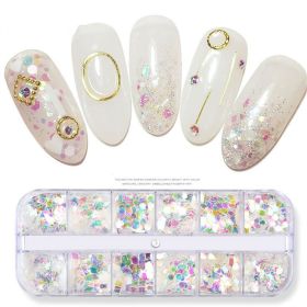 1Box Nail art sequins 12 grid box decoration magic blue transparent mermaid sequins - Aurora sequins