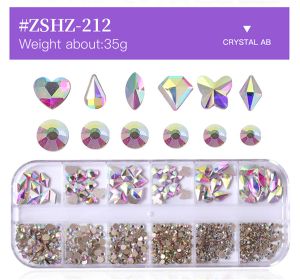 1 Box Different Shape Nail Stones 3D DIY Nail Art Crystal  Diamond Decoration Rhinestone - #ZSHZ-212