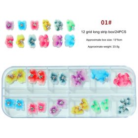 1Box Nail Art Three-dimensional Butterfly 5D Embossed Flower Manicure Gradient Ripple Butterfly Petal Nail Diamond Jewelry Set - 01#