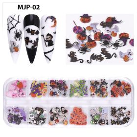 1 box of popular Christmas and Halloween three-dimensional nail art sticker ornaments;  flower and butterfly design nail art ornaments - Halloween sty