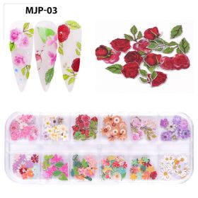 1 box of popular Christmas and Halloween three-dimensional nail art sticker ornaments;  flower and butterfly design nail art ornaments - Flower style