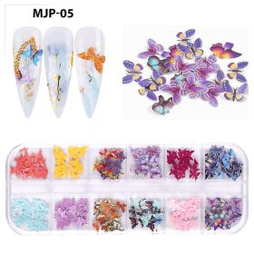 1 box of popular Christmas and Halloween three-dimensional nail art sticker ornaments;  flower and butterfly design nail art ornaments - Flower butter