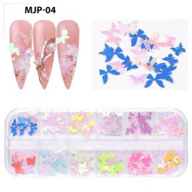 1 box of popular Christmas and Halloween three-dimensional nail art sticker ornaments;  flower and butterfly design nail art ornaments - Butterfly sty