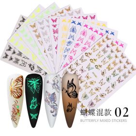 12pcs a bag New Nail Art Butterfly Sticker Bronzing 3D Colorful Butterfly Sticker Hollow Cute Full Sticker Nail Decoration Waterproof Sticker - Butter