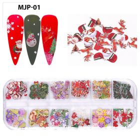 1 box of popular Christmas and Halloween three-dimensional nail art sticker ornaments;  flower and butterfly design nail art ornaments - Christmas sty