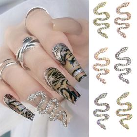 30PCS A Bag New Nail Art Alloy Zircon Snake Rose Gold and Silver Metal Jewelry Nail Diamonds - 6 colors