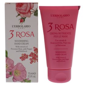 3 Rosa Nourishing Hand Cream by LErbolario for Unisex - 2.5 oz Cream - Unisex - 2.5 oz