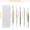 5 Pcs Blackhead Remover Kit Pimple Comedone Extractor Tool Set Stainless Steel - White