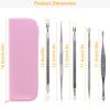 5 Pcs Blackhead Remover Kit Pimple Comedone Extractor Tool Set Stainless Steel - Pink