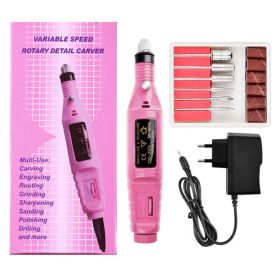 1Set Nail art small portable USB sander pen-type electric can be connected to the charging treasure unloading manicure type professional to remove dea (Color: Pink)