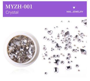 1Box Crystal Clear Mixed Design Nail Back Flat Rhinestone Crystal Glass Stone Jewelry (Color: MYZH-001)