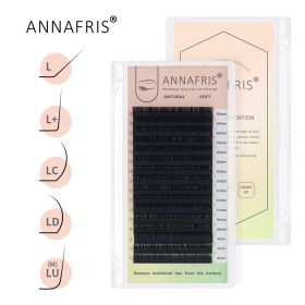 ANNAFRIS 16Rows L/L+/LC/LD/LU(M)/N Curl False Eyelash Extensions Mink Matte Black 8-15mm Mixed Tray L curl Makeup Lashes (Thickness: 0.10MM, Curl: LC)